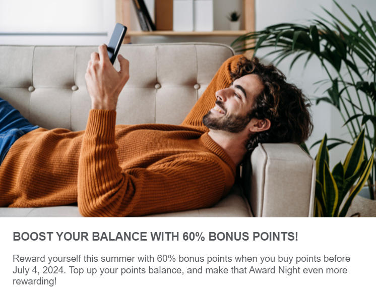 in summer with 60% bonuses when buying points