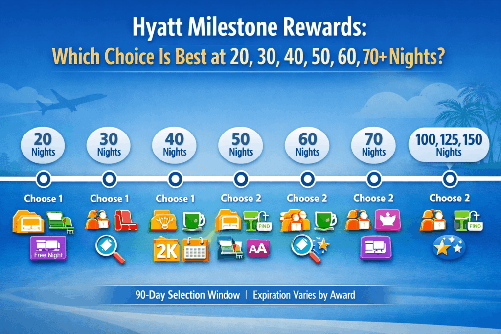 Hyatt Milestone Rewards: Which Choice Is Best at 20, 30, 40, 50, 60, 70+ Nights? (World of Hyatt Deep Dive) 10 Hyatt Milestone Rewards: Which Choice Is Best at 20, 30, 40, 50, 60, 70+ Nights?
