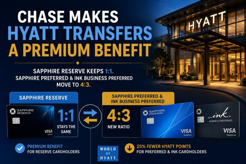 Chase Just Made Hyatt Transfers a Premium Sapphire Reserve Benefit 4 chase makes hyatt transfers a sapphire reserve perk