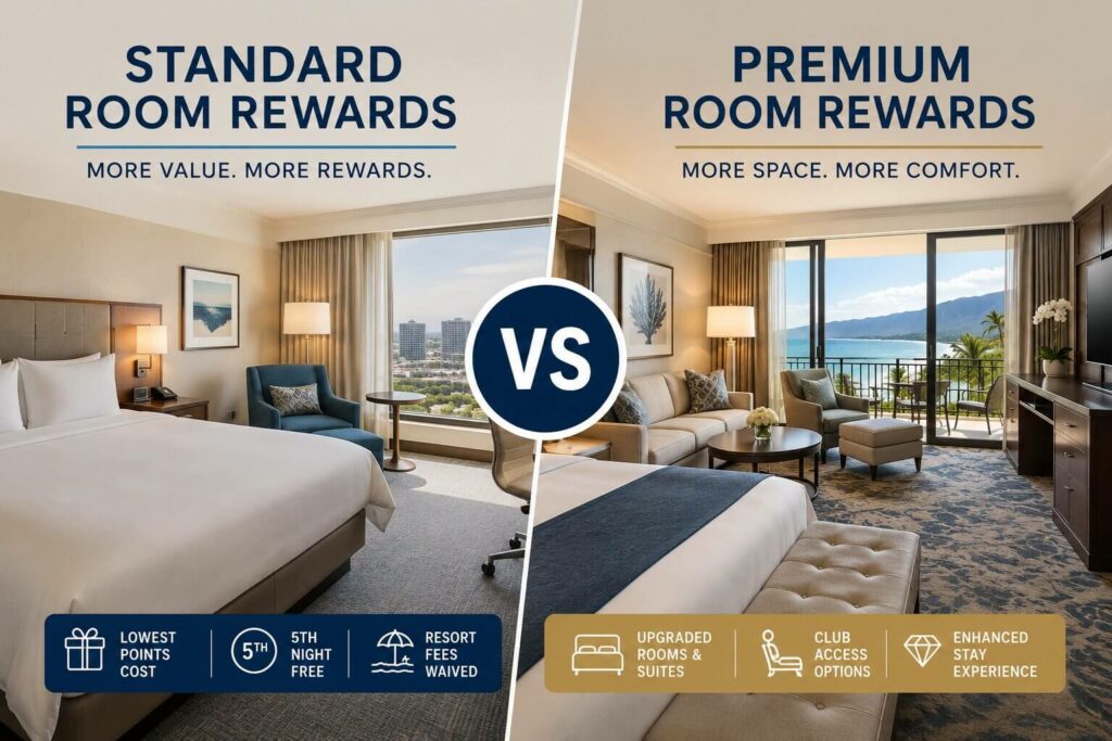hilton standard room rewards vs premium room rewards