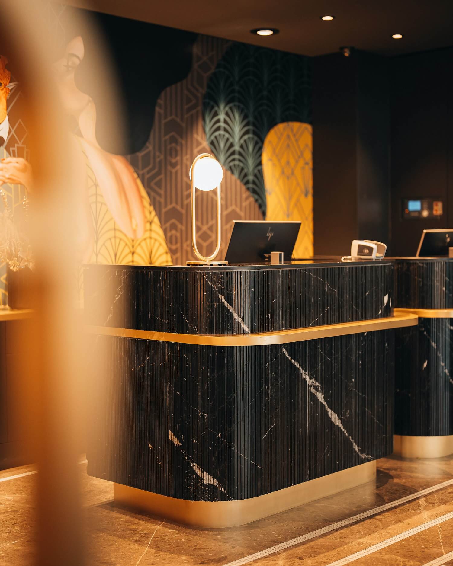 Hotel lobby reception desk