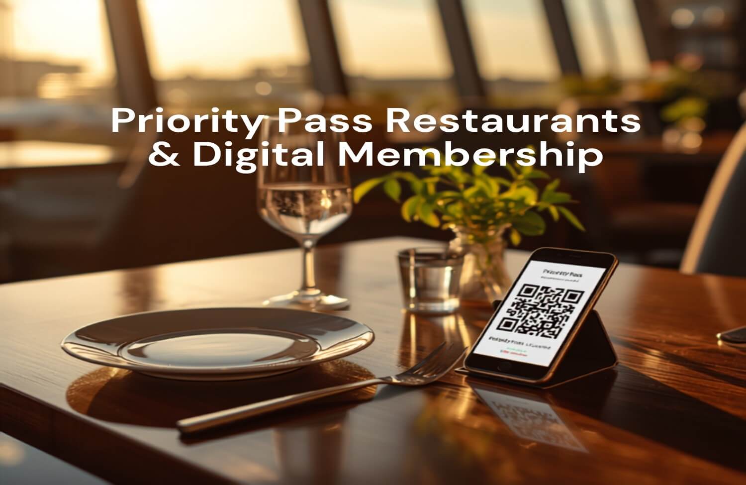 Priority Pass Restaurants and Digital Membership: What's Actually Still Included 38 Elegant airport dining table with a QR code for digital lounge membership — Priority Pass restaurants and digital membership